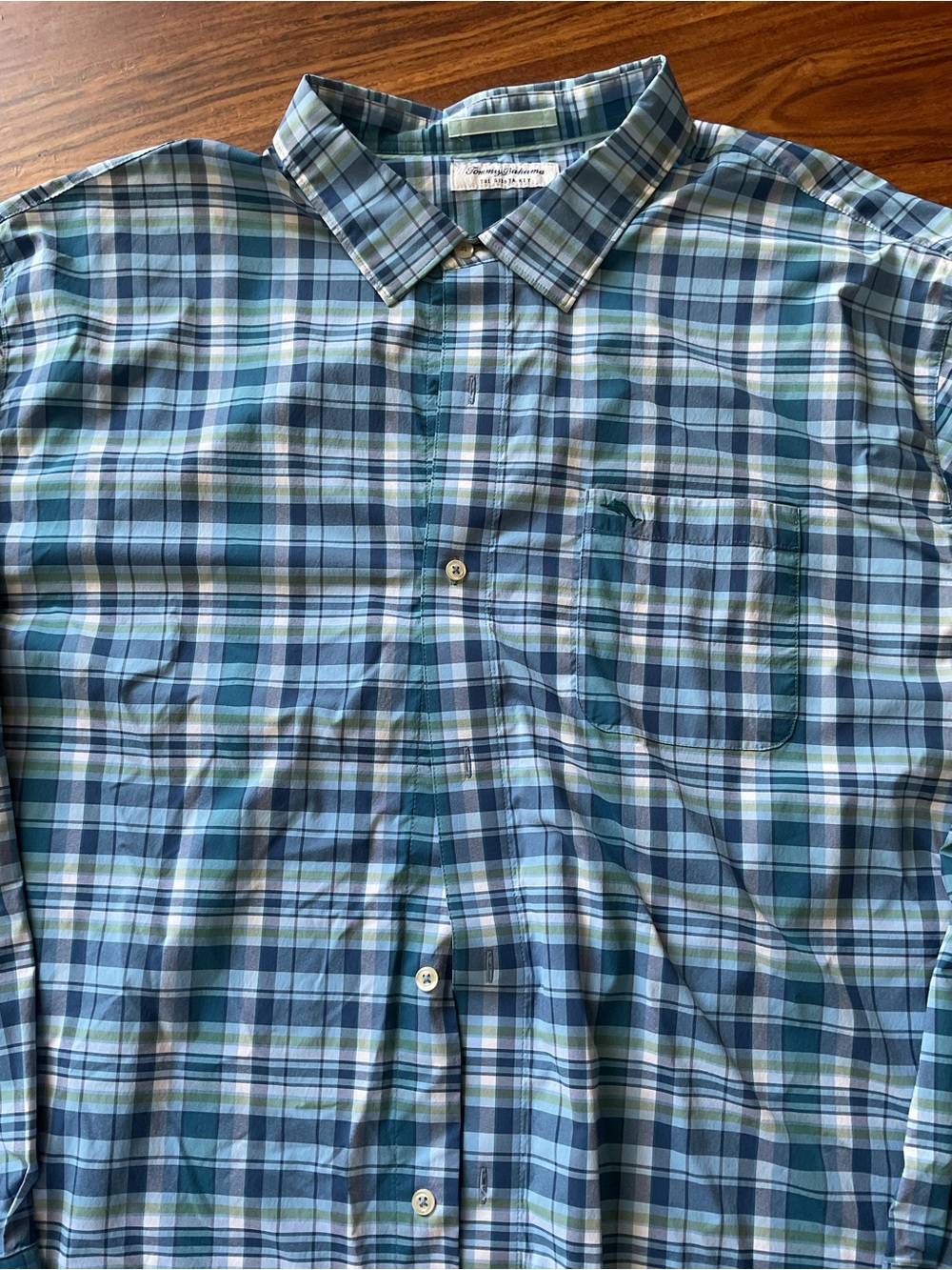 Tommy Bahama Siesta Key Shirt 3XLB Big Tall Blue Teal Plaid IslandZone Stretch - Picture 2 of 7